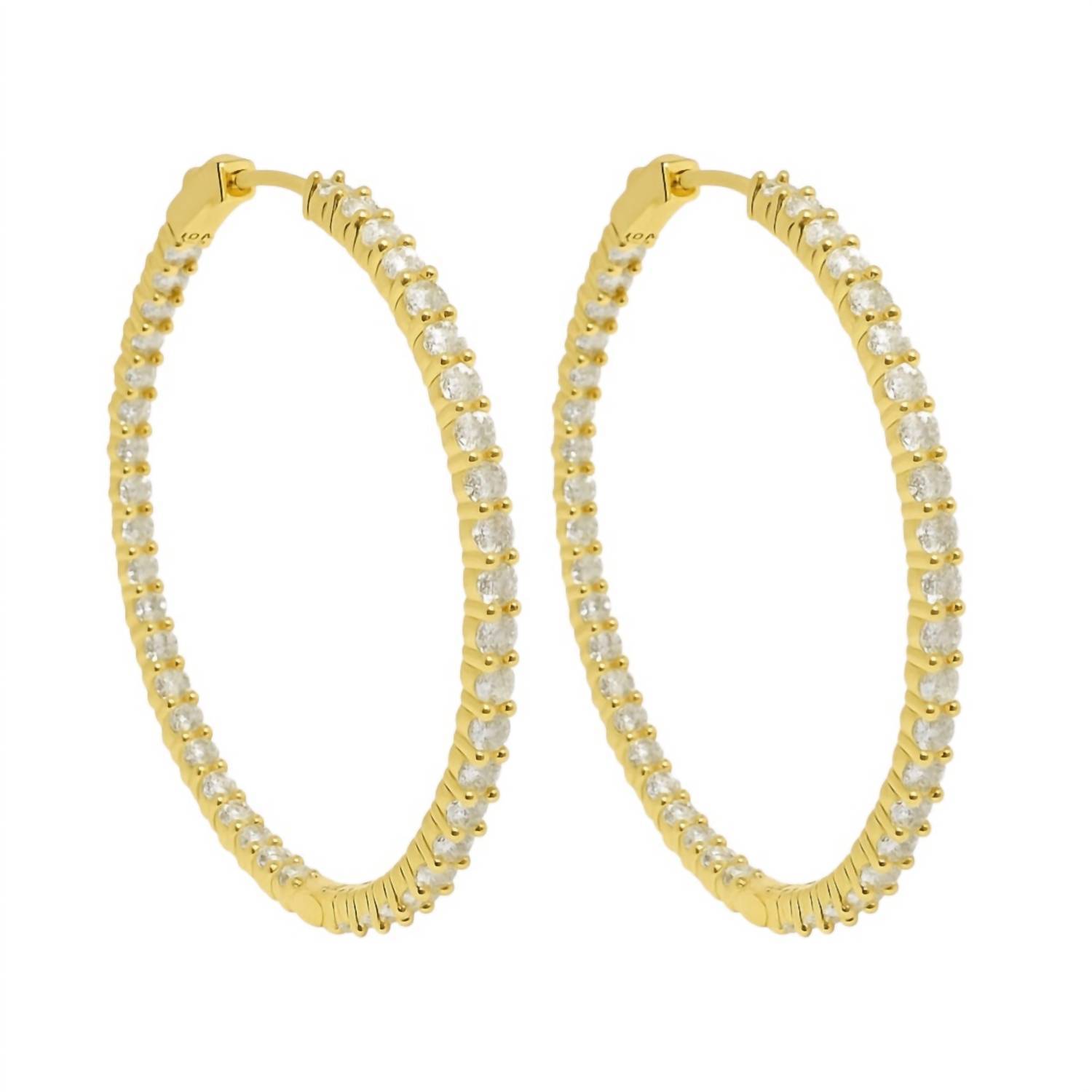 New Allyanna Gifts Women's Moissanite Inside Out Hinged Hoop Earrings In Gold